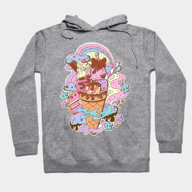 Cute ice cream bunny and bear cone Hoodie by studiomogwai